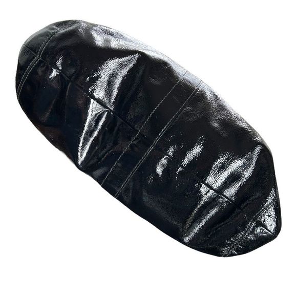 COACH Black Patent Leather Shoulder Bag Hobo Zip Closure Purse - Picture 6 of 9